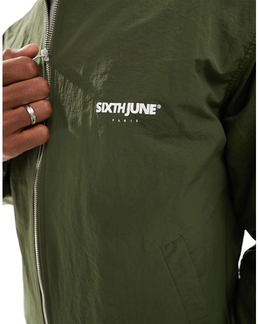 Sixth June Green Co-ord Nylon Track Jacket for men