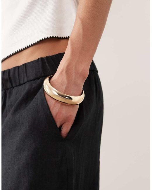 Mango Black 100% Linen Button Detail Straight Leg Pants
