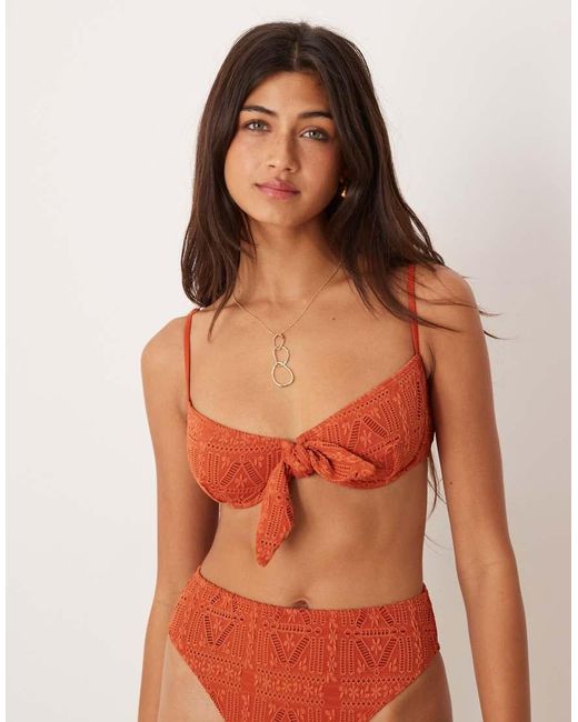 ASOS Orange Kyle Broderie Sao Paolo Underwired Bikini Top