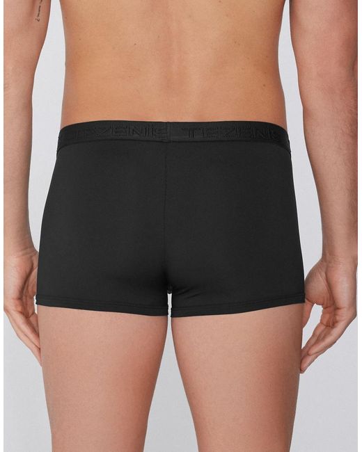 Tezenis Black Elastic Microfibre Boxers With Logo for men