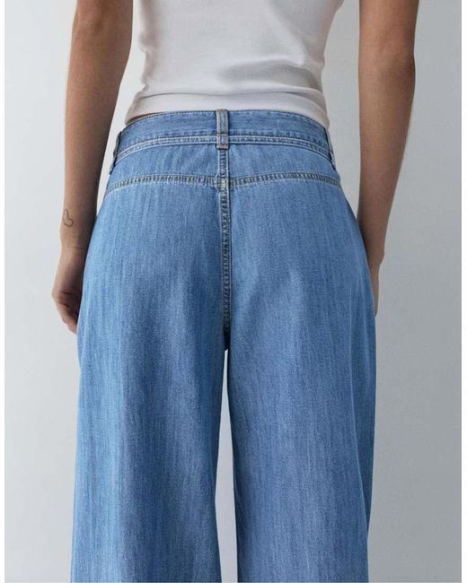 Pull&Bear Blue Wide-leg Drawstring Jeans