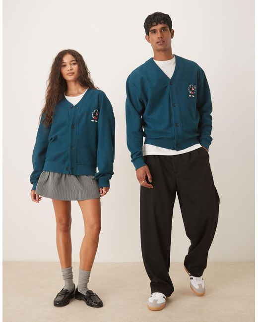 ASOS Blue Disney Unisex Oversize Cardigan With Mickey Mouse Print