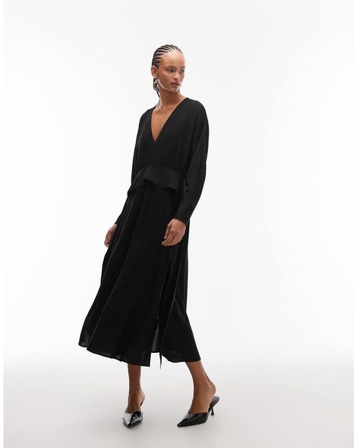 ARKET White Peplum Maxi Dress With Wide Sleeves
