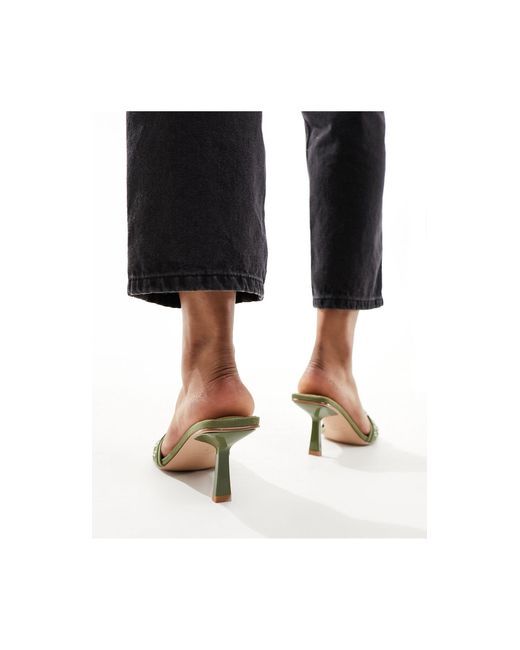 SIMMI Black Simmi London Bexley Mid Heeled Mules With Eyelet Buckle Detail