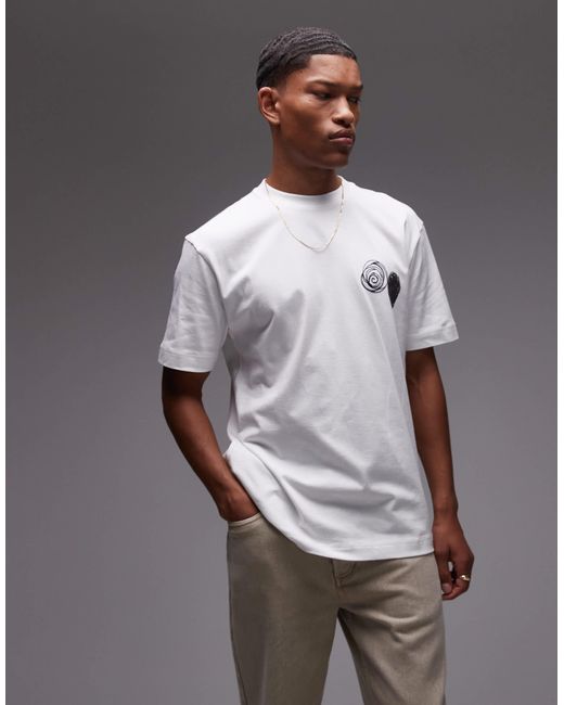 Topman Gray Premium Oversized Fit T-shirt With Front And Back Abstract Scribble Raised Print And Applique for men