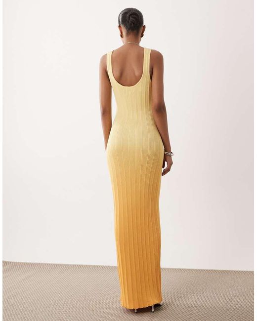 SNDY'S Natural Ribbed Knit Scoop Neck Sleeveless Bodycon Maxi Dress