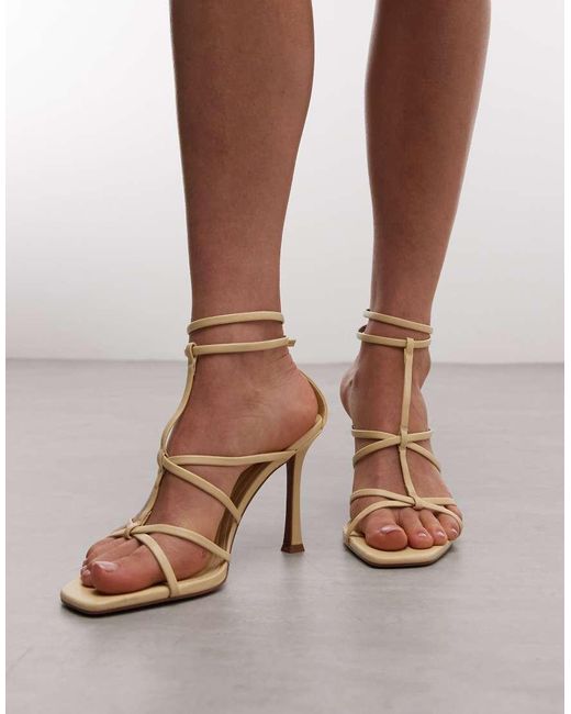 ASOS Metallic Natalia Caged T-bar High Heel Sandals