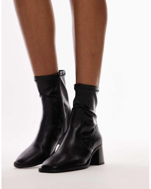 Botines Negros De Tacón Grueso Nicola De Wide Fit TOPSHOP de color Black