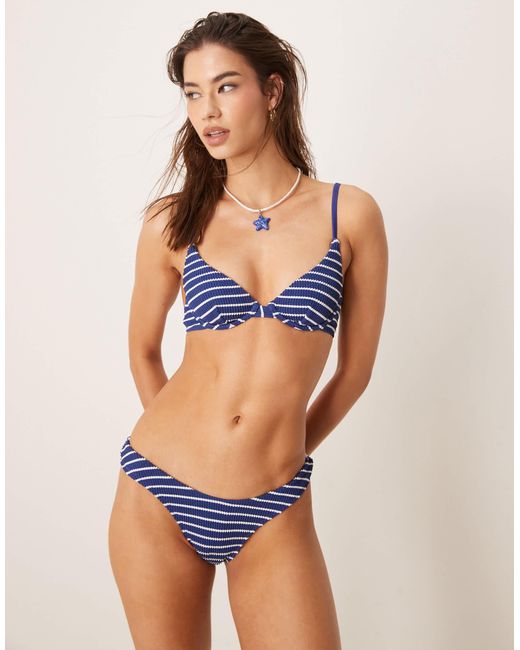 Free Society Blue Stripe Crinkle Underwire Bikini Top