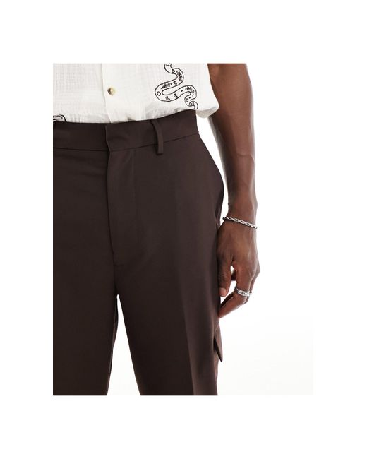 Pantaloni eleganti affusolati marroni con tasche cargo di ASOS in Brown da Uomo