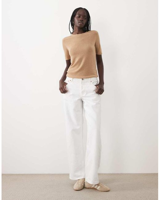 ARKET Brown Pure Cashmere Slim Fit Short Sleeve Knit Top