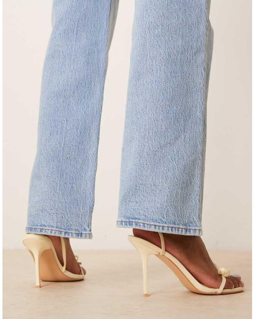 Sandalias De Tacón Con Lazo De Glamorous de color Blue