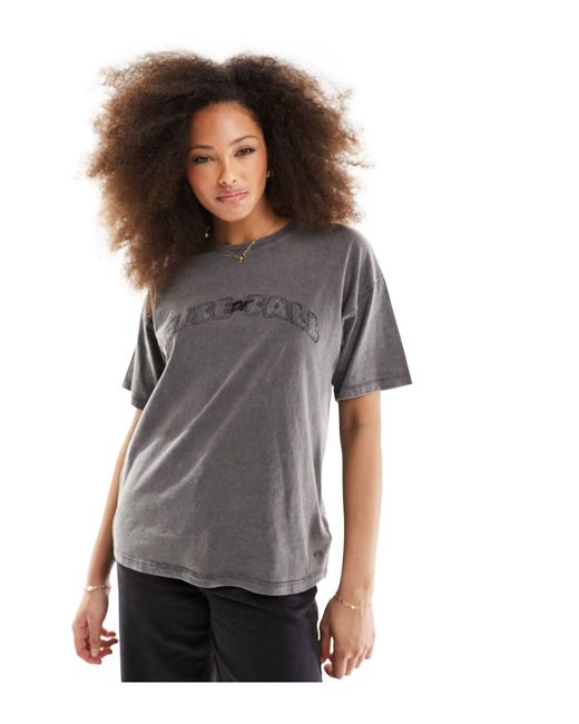 Pull&Bear Gray Oversized Graphic T-shirt