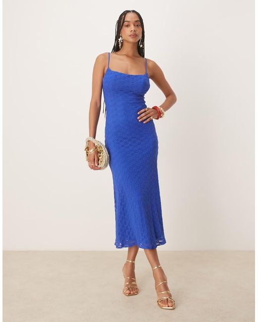 Bardot Blue Adoni Mesh Midi Dress
