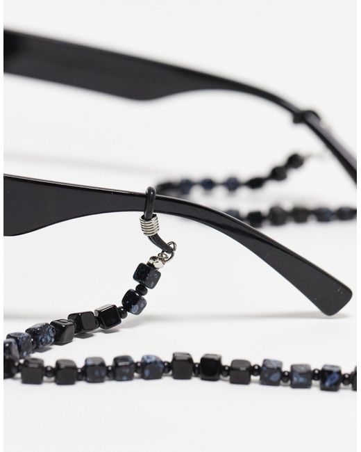 ASOS Gray Square Beaded Glasses Chain for men