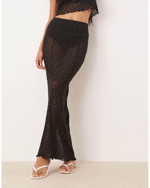 ASOS Maxi Rok Van Doorschijnend Mesh Met Geflockte Bloemen in het Black