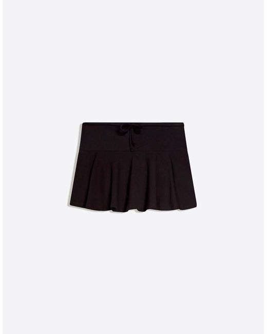 Bershka Blue Mini Skort With Tie Waist