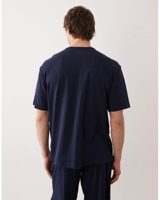 Calvin Klein Blue Icon Cotton Stretch Loungewear Monogram T-shirt Co-ord for men