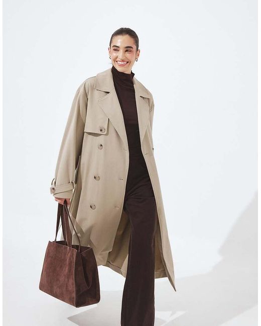 NA-KD Natural Oversized Trenchcoat