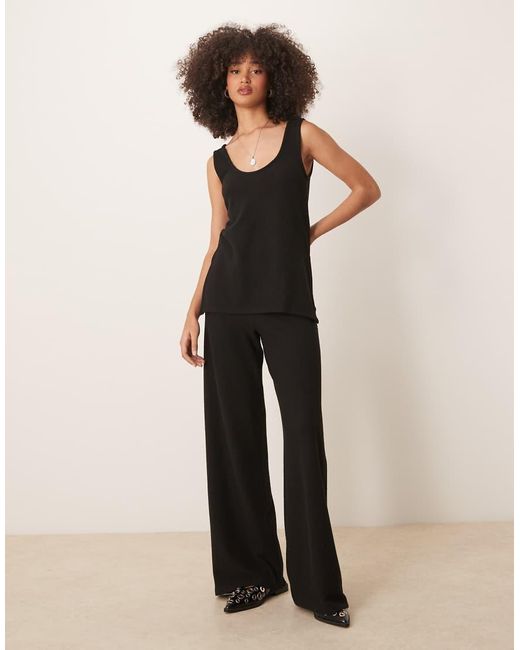 Pantalones Negros De Pernera Ancha De Tejido Suave De (Parte De Un Conjunto) ASOS de color Natural