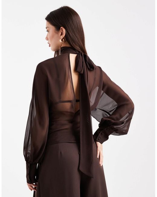 ASOS Brown Batwing High Neck Blouse