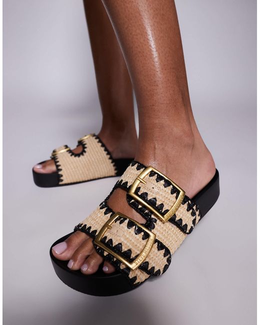 Steve Madden Natural – on deck – sandalen aus naturfarbenem bast mit schnallenriemen
