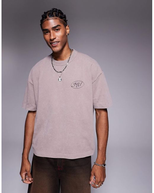 ASOS – kastiges oversize-t-shirt in Purple für Herren