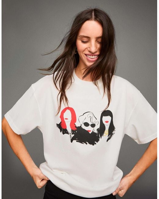 The devil wears prada - t-shirt imprimé à manches courtes Bershka en coloris White