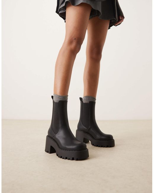 Rae - bottes chelsea chunky à talon Asos Design Wide Fit en coloris Black