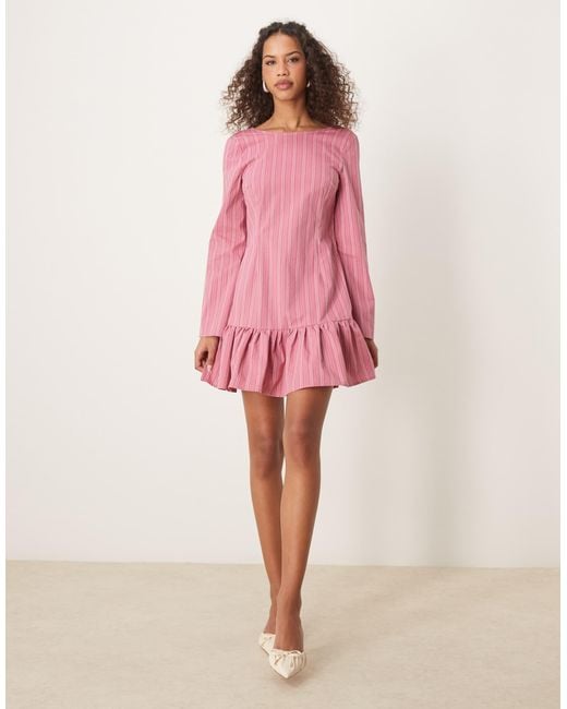 Ghospell Pink Drop Hem Mini Dress