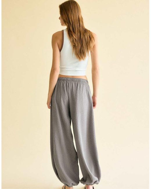 Stradivarius Gray Check Voluminous Trousers