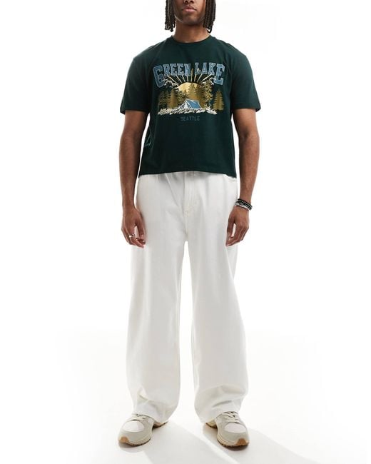 Pull&Bear – weite schlupfjeans in White für Herren