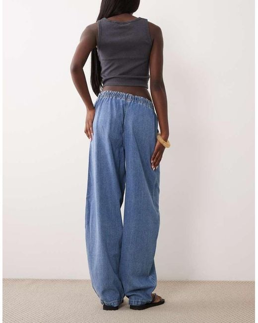 ARKET Blue Pull On Barrel Shape Soft Denim Jeans