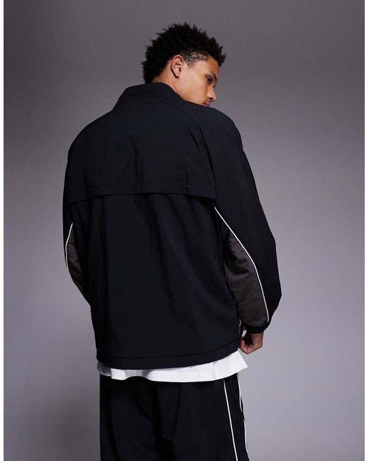 Faded Store Blue Nylon Football Jacket Co-Ord for men