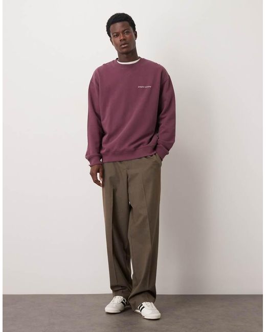 Lyle & Scott Purple Script Brushback Crew Neck Sweatshirt for men