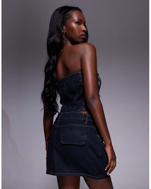 Liquor N Poker Blue Utility Denim Mini Skirt