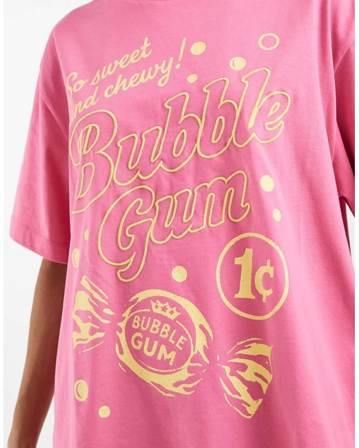 ASOS Pink Oversized T-shirt With Bubble Gum Embroidery