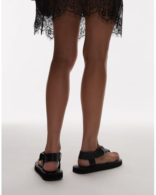 TOPSHOP Brown – kam – flache zehenstegsandalen aus echtleder