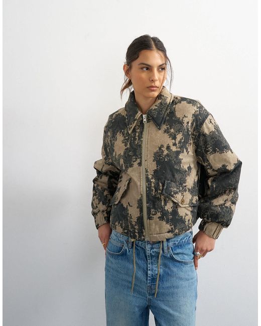 TOPSHOP Brown Printed Cotton Jacket