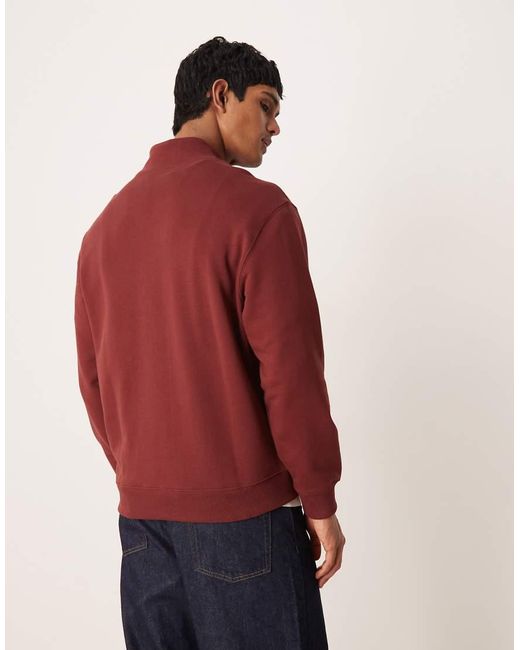 Calvin Klein Red Monologo Quarter Zip Jumper for men
