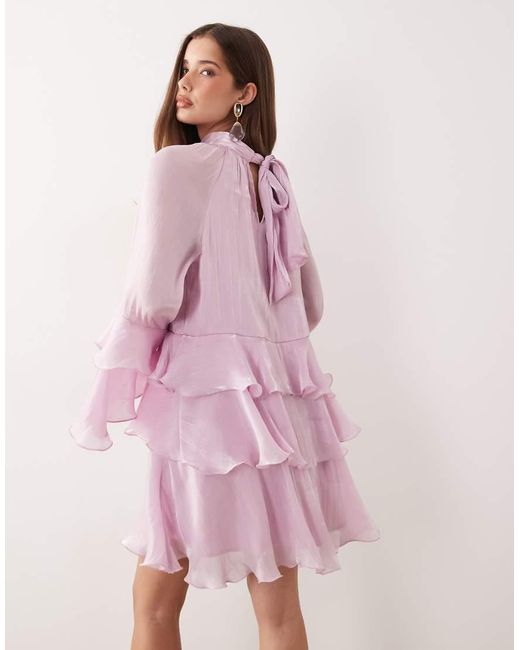 Gina Tricot Pink Flowy Frill Mini Dress
