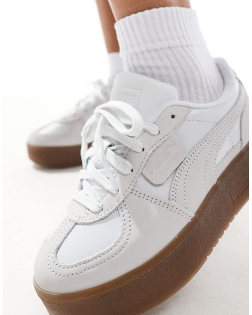 PUMA White Palermo Elevata Platform Sneakers