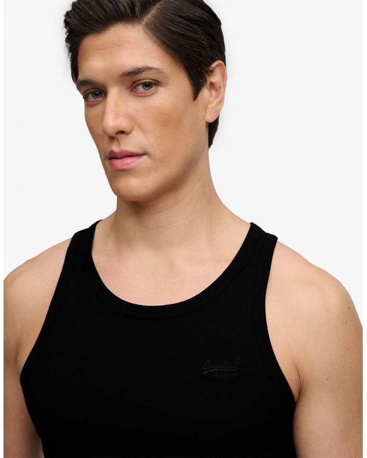 Superdry Black Unbrushed Essential Logo Vest for men