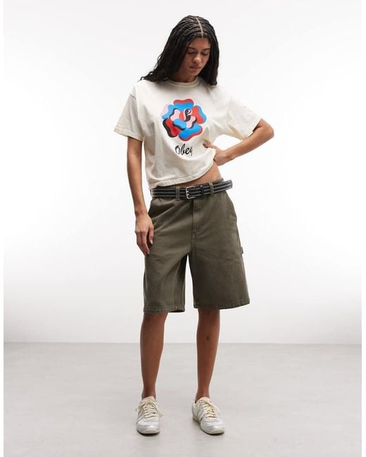Obey White Paper Rose Graphic Short Sleeve T-shirt