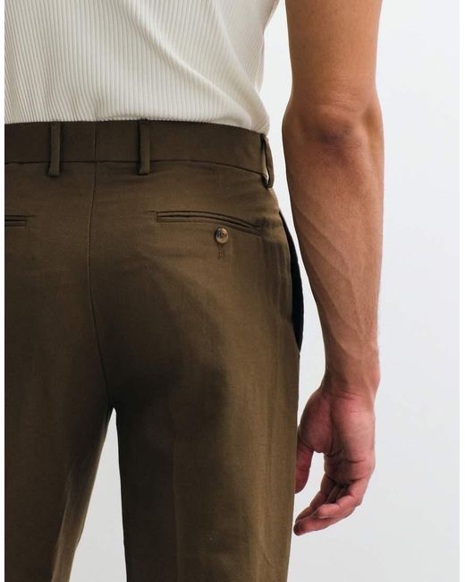 ASOS White Tailored Linen Rich Straight Leg Trousers for men