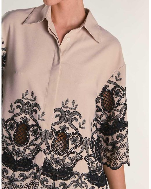 Glamorous Natural Embroidered Oversize Shirt