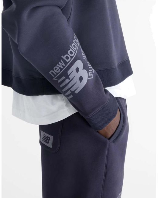 New Balance Blue Athletics Crafted Fleece Crew for men