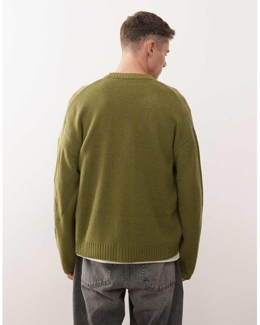 Collusion Green Knit Cardigan for men