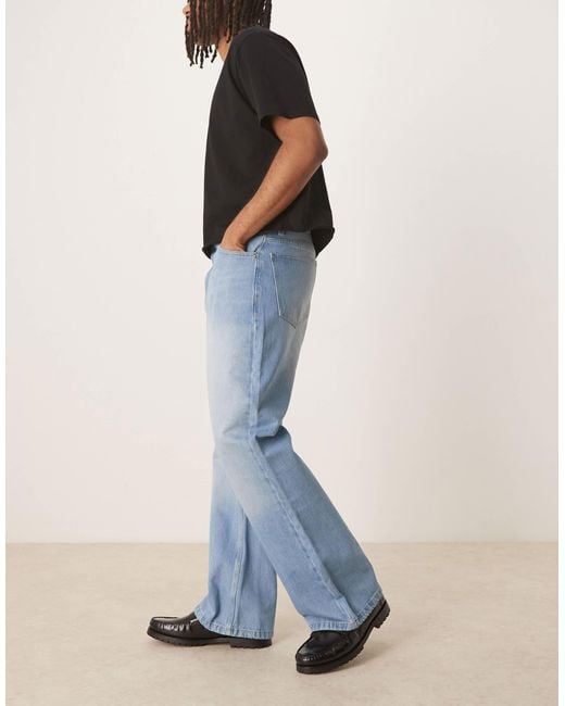 Reclaimed (vintage) Blue Denim Relaxed Bootcut Flare Jean for men