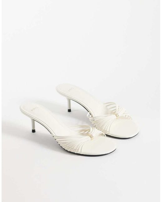Mango White Strappy Heeled Sandals With Hardware Detail